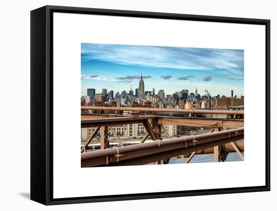 View of Brooklyn Bridge with the Empire State Buildings-Philippe Hugonnard-Framed Stretched Canvas