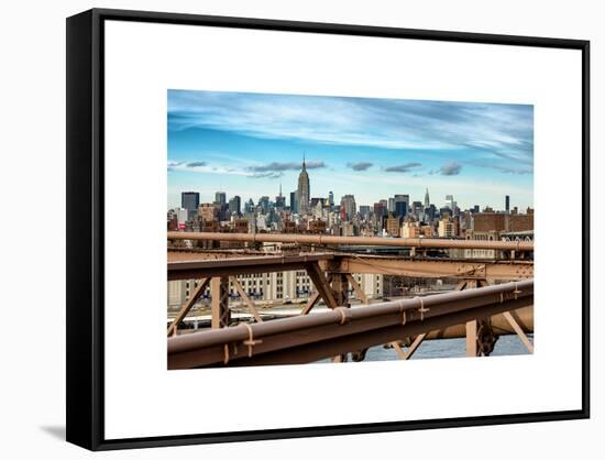 View of Brooklyn Bridge with the Empire State Buildings-Philippe Hugonnard-Framed Stretched Canvas