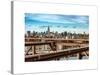 View of Brooklyn Bridge with the Empire State Buildings-Philippe Hugonnard-Stretched Canvas