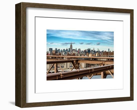 View of Brooklyn Bridge with the Empire State Buildings-Philippe Hugonnard-Framed Art Print