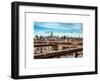 View of Brooklyn Bridge with the Empire State Buildings-Philippe Hugonnard-Framed Art Print