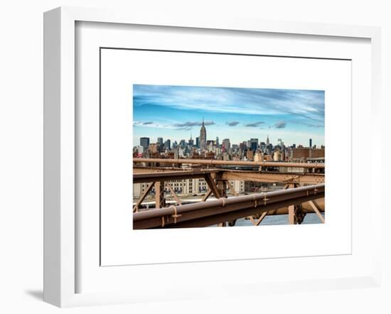 View of Brooklyn Bridge with the Empire State Buildings-Philippe Hugonnard-Framed Art Print