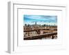 View of Brooklyn Bridge with the Empire State Buildings-Philippe Hugonnard-Framed Art Print