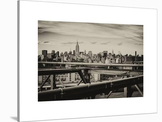 View of Brooklyn Bridge with the Empire State Buildings-Philippe Hugonnard-Stretched Canvas