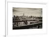 View of Brooklyn Bridge with the Empire State Buildings-Philippe Hugonnard-Framed Art Print