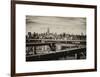 View of Brooklyn Bridge with the Empire State Buildings-Philippe Hugonnard-Framed Art Print