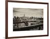 View of Brooklyn Bridge with the Empire State Buildings-Philippe Hugonnard-Framed Art Print