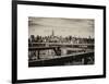 View of Brooklyn Bridge with the Empire State Buildings-Philippe Hugonnard-Framed Art Print