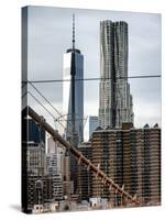 View of Brooklyn Bridge with the One World Trade Center (1WTC) and New York by Gehry Buildings-Philippe Hugonnard-Stretched Canvas