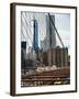 View of Brooklyn Bridge with the One World Trade Center (1WTC) and New York by Gehry Buildings-Philippe Hugonnard-Framed Photographic Print