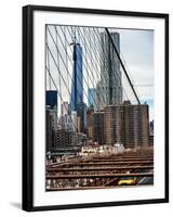 View of Brooklyn Bridge with the One World Trade Center (1WTC) and New York by Gehry Buildings-Philippe Hugonnard-Framed Photographic Print