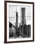 View of Brooklyn Bridge with the One World Trade Center (1WTC) and New York by Gehry Buildings-Philippe Hugonnard-Framed Photographic Print