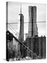 View of Brooklyn Bridge with the One World Trade Center (1WTC) and New York by Gehry Buildings-Philippe Hugonnard-Stretched Canvas