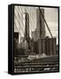 View of Brooklyn Bridge with the One World Trade Center (1WTC) and New York by Gehry Buildings-Philippe Hugonnard-Framed Stretched Canvas