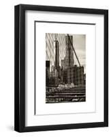 View of Brooklyn Bridge with the One World Trade Center (1WTC) and New York by Gehry Buildings-Philippe Hugonnard-Framed Art Print