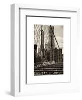 View of Brooklyn Bridge with the One World Trade Center (1WTC) and New York by Gehry Buildings-Philippe Hugonnard-Framed Art Print