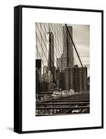 View of Brooklyn Bridge with the One World Trade Center (1WTC) and New York by Gehry Buildings-Philippe Hugonnard-Framed Stretched Canvas