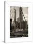 View of Brooklyn Bridge with the One World Trade Center (1WTC) and New York by Gehry Buildings-Philippe Hugonnard-Stretched Canvas