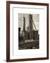 View of Brooklyn Bridge with the One World Trade Center (1WTC) and New York by Gehry Buildings-Philippe Hugonnard-Framed Art Print