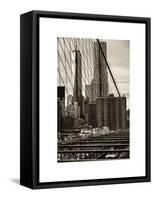 View of Brooklyn Bridge with the One World Trade Center (1WTC) and New York by Gehry Buildings-Philippe Hugonnard-Framed Stretched Canvas