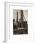 View of Brooklyn Bridge with the One World Trade Center (1WTC) and New York by Gehry Buildings-Philippe Hugonnard-Framed Art Print