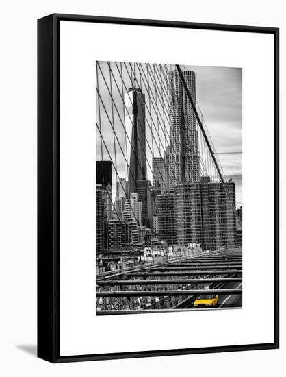 View of Brooklyn Bridge with the One World Trade Center (1WTC) and New York by Gehry Buildings-Philippe Hugonnard-Framed Stretched Canvas