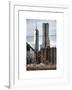View of Brooklyn Bridge with the One World Trade Center (1WTC) and New York by Gehry Buildings-Philippe Hugonnard-Framed Art Print