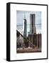 View of Brooklyn Bridge with the One World Trade Center (1WTC) and New York by Gehry Buildings-Philippe Hugonnard-Framed Stretched Canvas