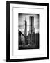 View of Brooklyn Bridge with the One World Trade Center (1WTC) and New York by Gehry Buildings-Philippe Hugonnard-Framed Art Print