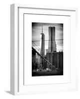 View of Brooklyn Bridge with the One World Trade Center (1WTC) and New York by Gehry Buildings-Philippe Hugonnard-Framed Art Print