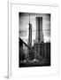 View of Brooklyn Bridge with the One World Trade Center (1WTC) and New York by Gehry Buildings-Philippe Hugonnard-Framed Art Print