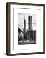 View of Brooklyn Bridge with the One World Trade Center (1WTC) and New York by Gehry Buildings-Philippe Hugonnard-Framed Art Print