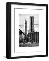 View of Brooklyn Bridge with the One World Trade Center (1WTC) and New York by Gehry Buildings-Philippe Hugonnard-Framed Art Print