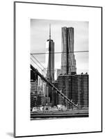 View of Brooklyn Bridge with the One World Trade Center (1WTC) and New York by Gehry Buildings-Philippe Hugonnard-Mounted Art Print