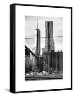 View of Brooklyn Bridge with the One World Trade Center (1WTC) and New York by Gehry Buildings-Philippe Hugonnard-Framed Stretched Canvas