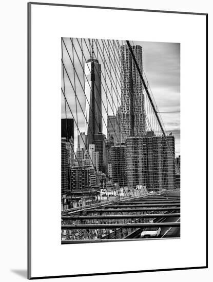 View of Brooklyn Bridge with the One World Trade Center (1WTC) and New York by Gehry Buildings-Philippe Hugonnard-Mounted Art Print