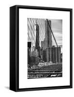 View of Brooklyn Bridge with the One World Trade Center (1WTC) and New York by Gehry Buildings-Philippe Hugonnard-Framed Stretched Canvas