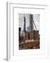 View of Brooklyn Bridge with the One World Trade Center (1WTC) and New York by Gehry Buildings-Philippe Hugonnard-Framed Art Print