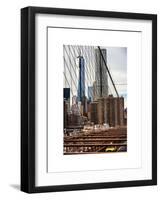 View of Brooklyn Bridge with the One World Trade Center (1WTC) and New York by Gehry Buildings-Philippe Hugonnard-Framed Art Print