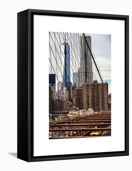 View of Brooklyn Bridge with the One World Trade Center (1WTC) and New York by Gehry Buildings-Philippe Hugonnard-Framed Stretched Canvas