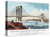 View of Brooklyn Bridge-Currier & Ives-Stretched Canvas