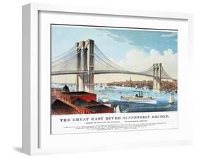 View of Brooklyn Bridge-Currier & Ives-Framed Giclee Print