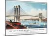 View of Brooklyn Bridge-Currier & Ives-Mounted Giclee Print