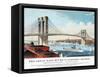 View of Brooklyn Bridge-Currier & Ives-Framed Stretched Canvas