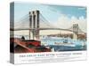 View of Brooklyn Bridge-Currier & Ives-Stretched Canvas