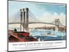 View of Brooklyn Bridge-Currier & Ives-Mounted Giclee Print