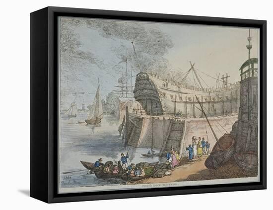 View of Brunswick Dock, 1806-Thomas Rowlandson-Framed Stretched Canvas