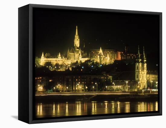 View of Budapest, Hungary at Night-Ron Rocz-Framed Stretched Canvas