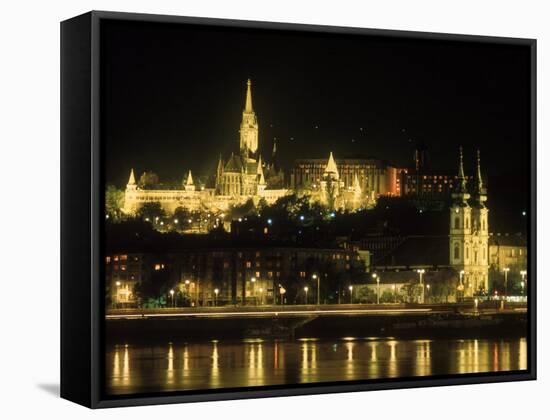 View of Budapest, Hungary at Night-Ron Rocz-Framed Stretched Canvas