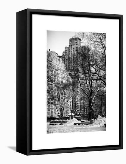 View of Buildings along Central Park Snow-Philippe Hugonnard-Framed Stretched Canvas